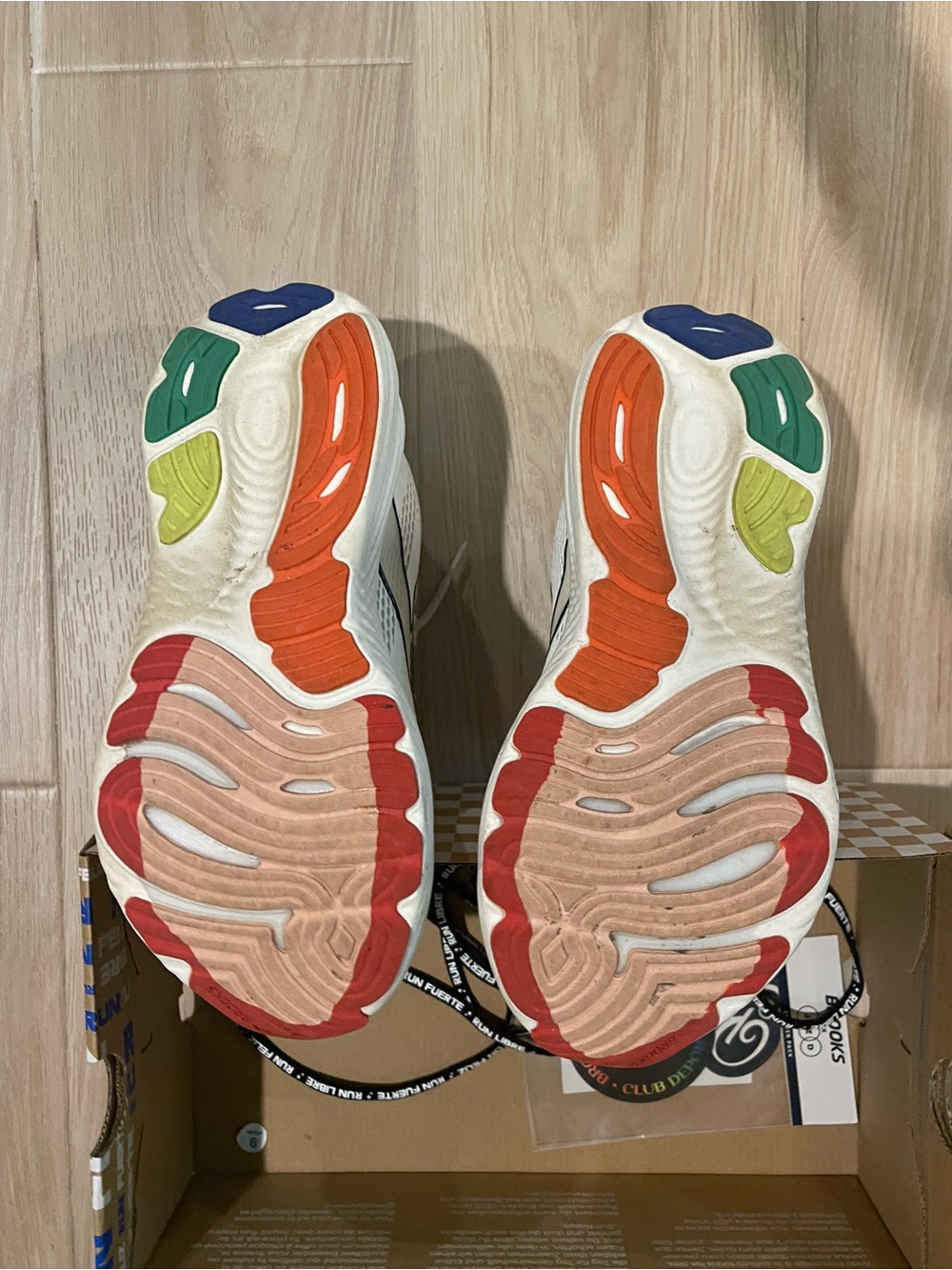 Brooks White Sneakers with Red, Blue, Green and Black Accents - Picture 4 of 5